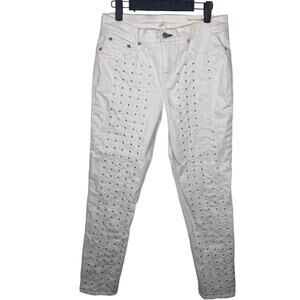 Rag & Bone Womens Jeans Size 29 White Denim Studded Skinny Leg Casual